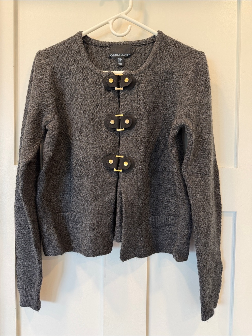 Cynthia Rowley Charcoal Gray Toggle-Front Cardigan